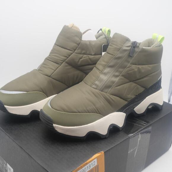 NEW Sorel Kinetic Impact Puffy Zip Waterproof Boots Stone Green Women's 9.5 - Picture 1 of 9